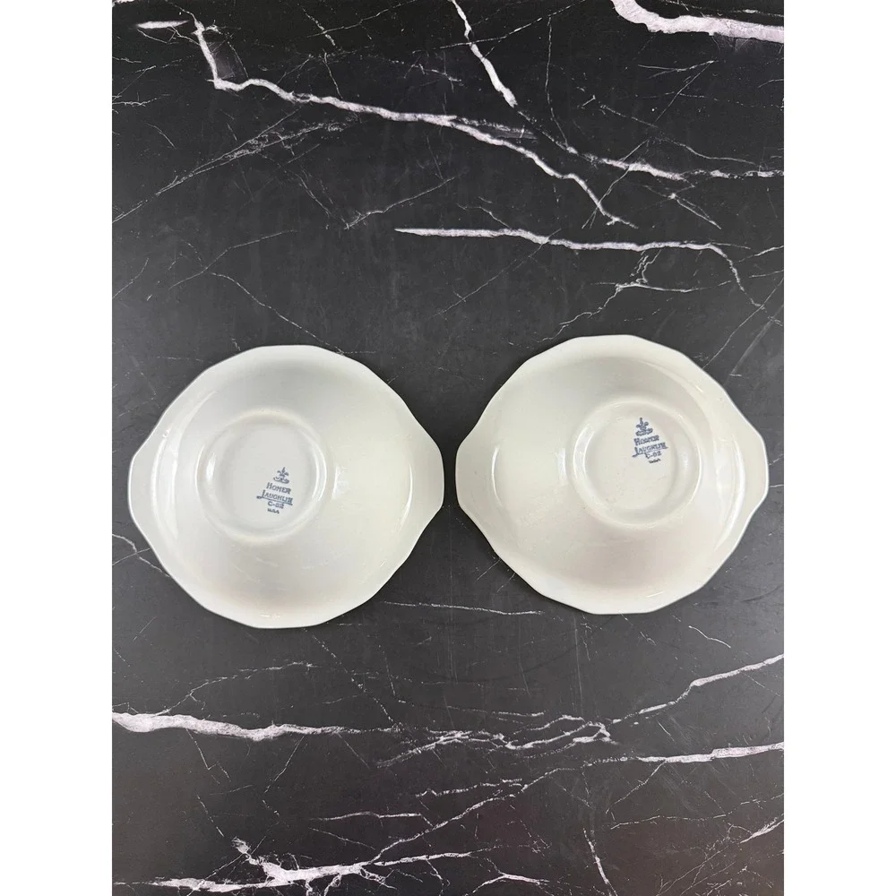 VTG PAIR (2) Homer Laughlin Colonial White Dover Pattern 6.5in Fruit Bowls